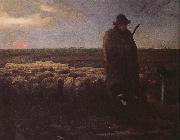 Jean Francois Millet Shepherden with his sheep oil painting picture wholesale